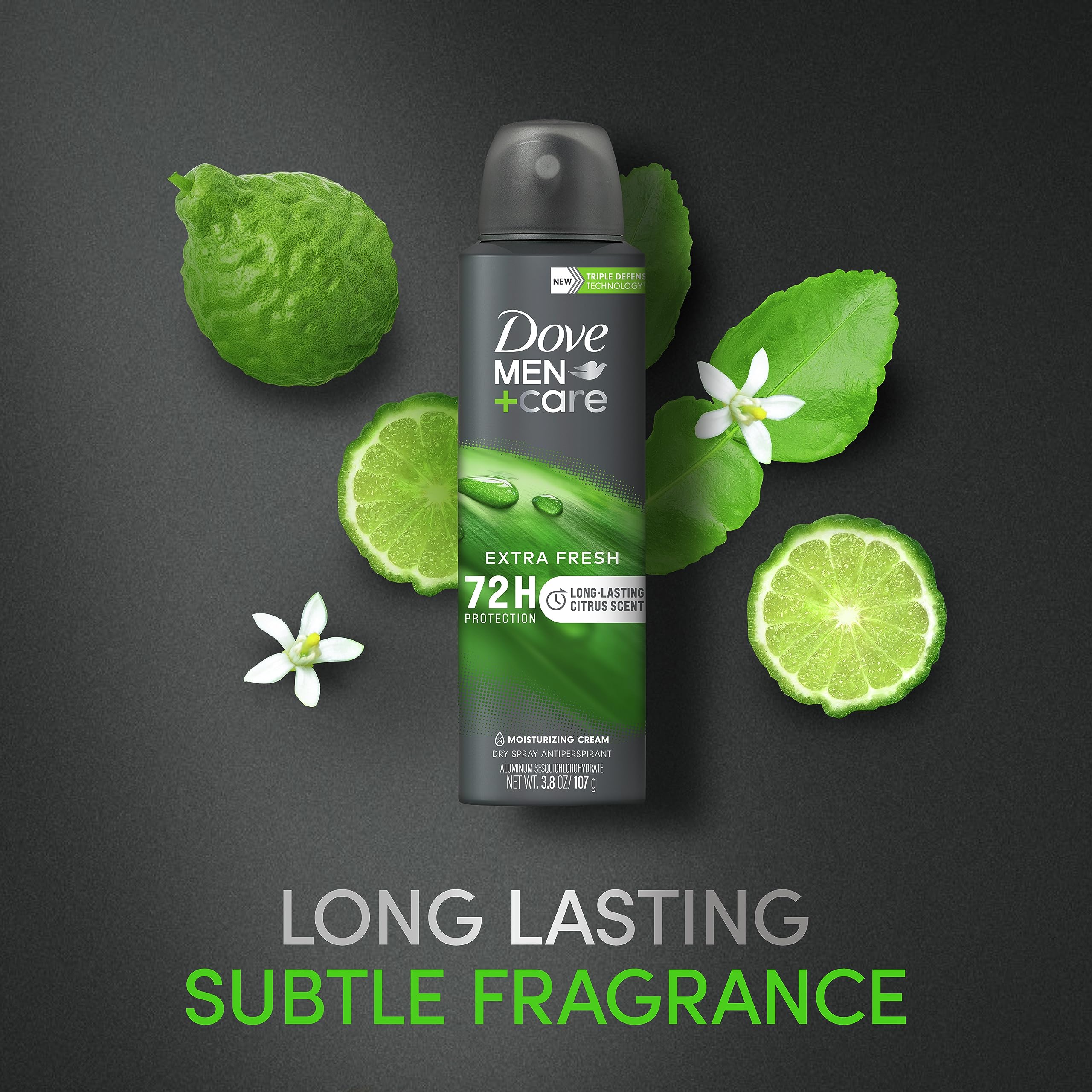 Dove Men+Care Extra Fresh bottle for reliable odor control during busy days