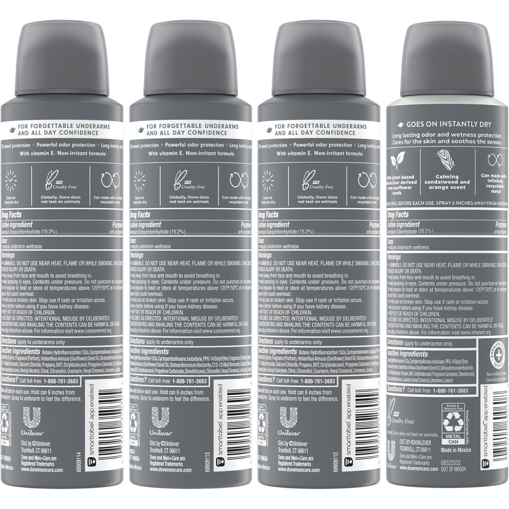 Dove Men+Care Sandalwood Orange bottle blends scent with Vitamin E for comfort