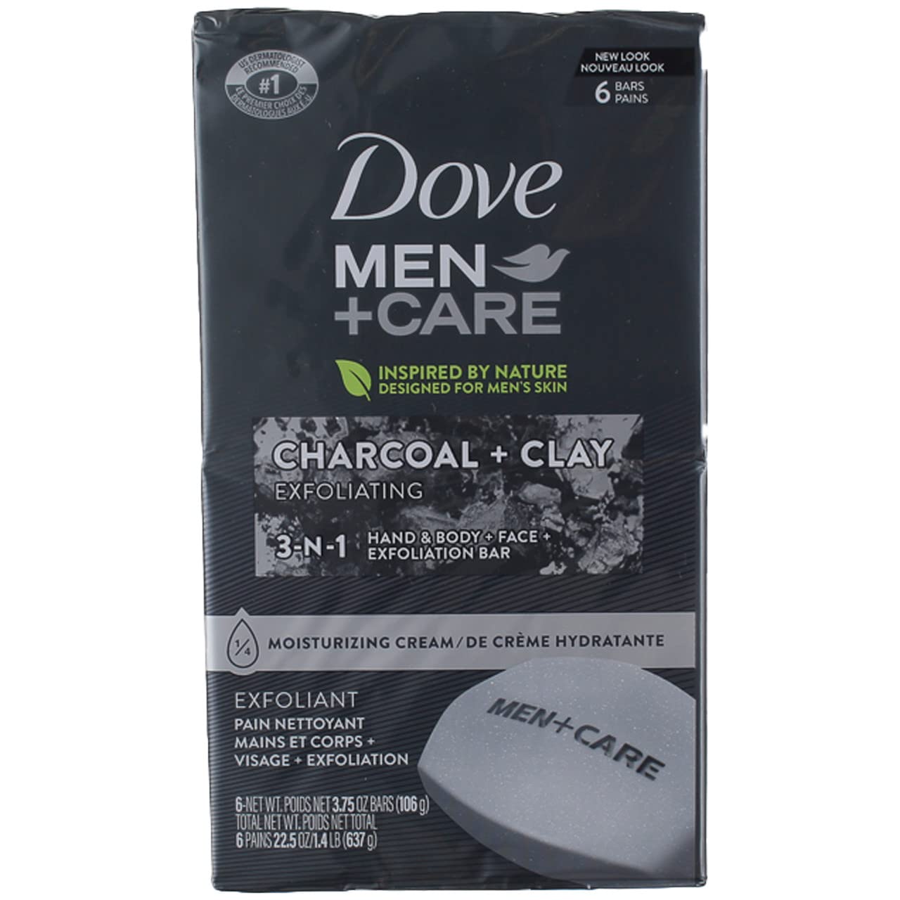 Dove Men+Care Elements bar forms rich foam for refreshing cleanse.