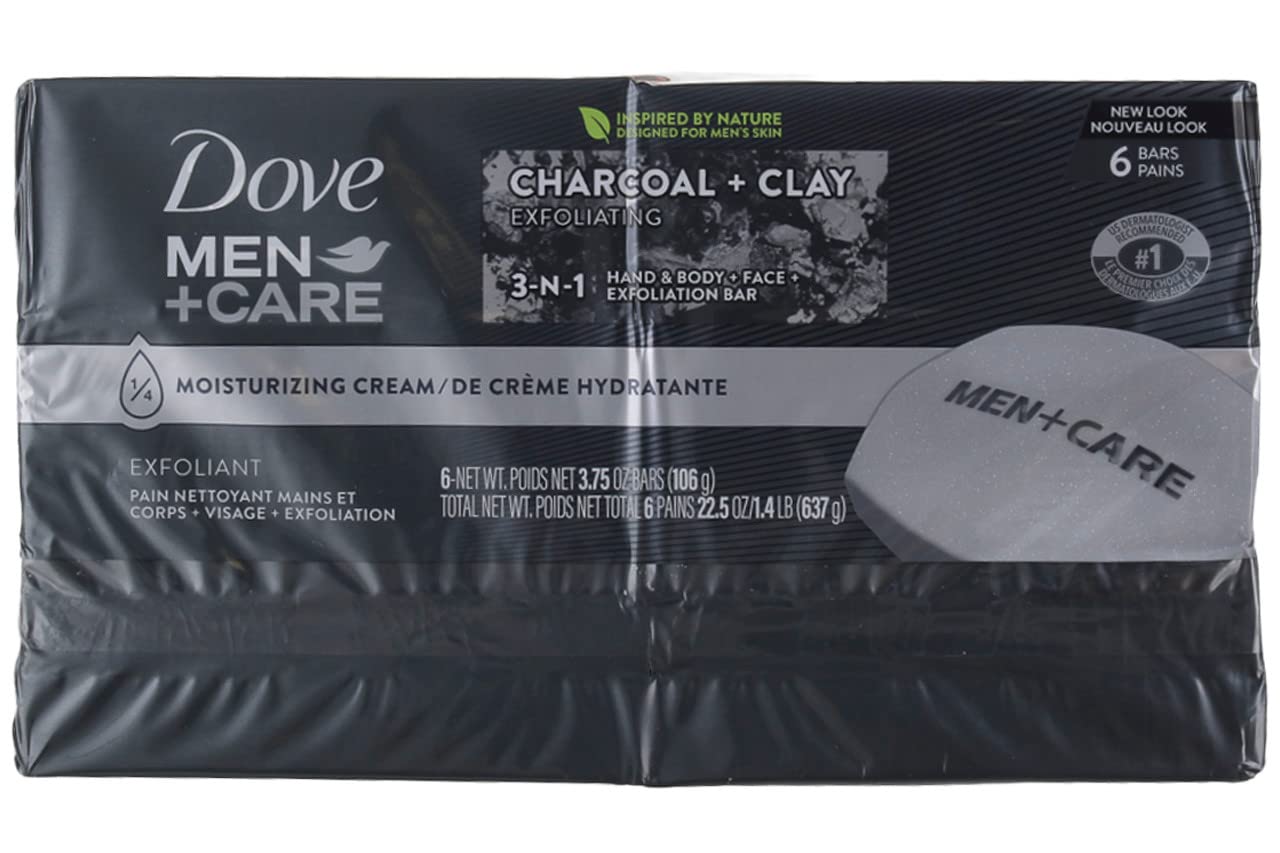 Dove Men+Care Elements packaging highlights six-bar value.