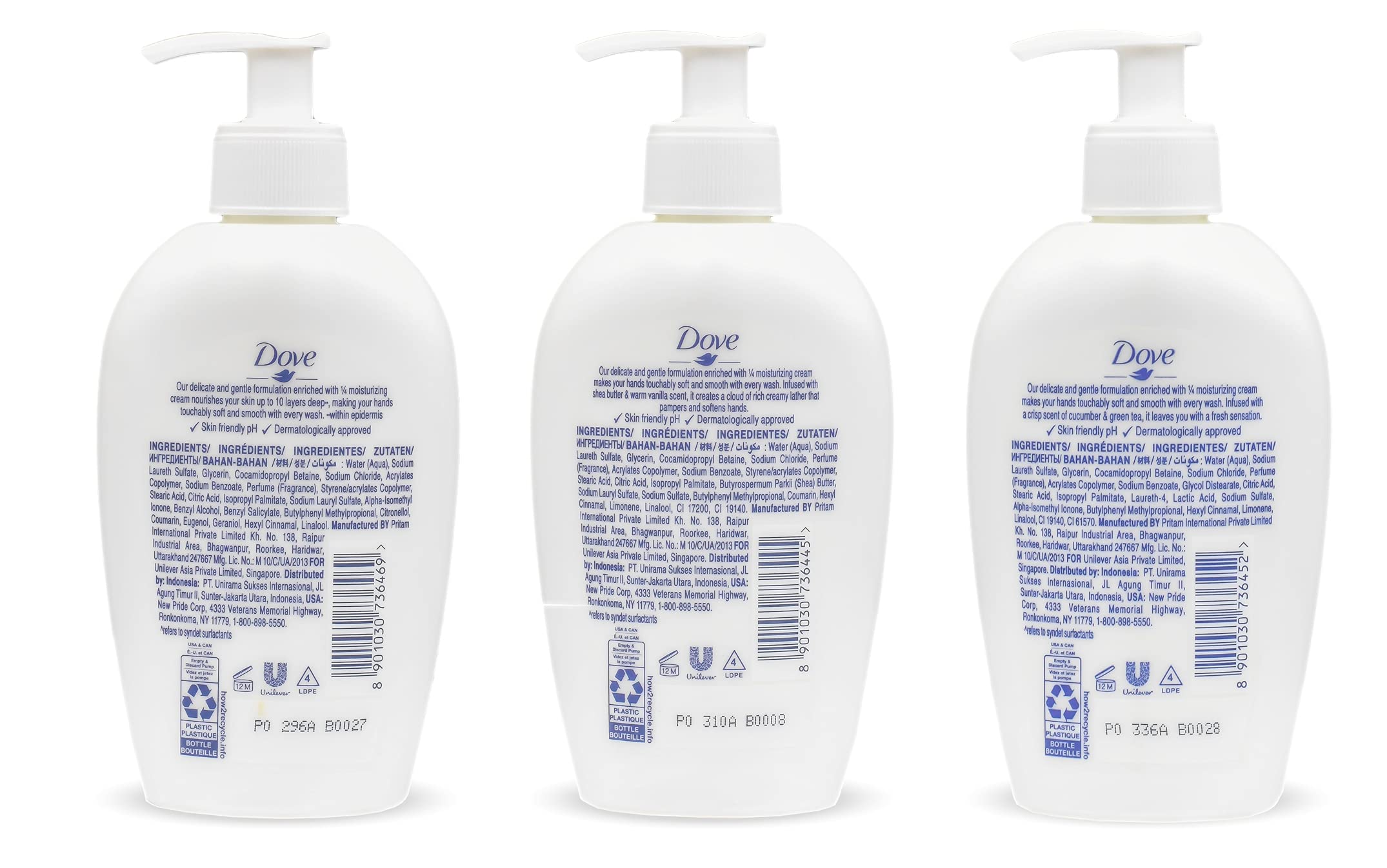 Dove Nourishing Hand Wash with Shea Butter & Warm Vanilla cream texture moisturizes during cleansing.