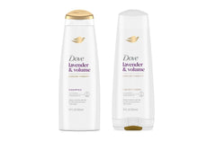 Dove Nourishing Rituals Thickening Shampoo bottle being poured for fuller-looking hair.