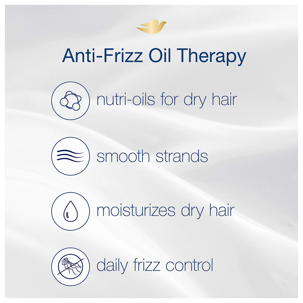 Dove Nutritive Solutions after-shampoo use shows easy rinse and light, non-greasy feel.