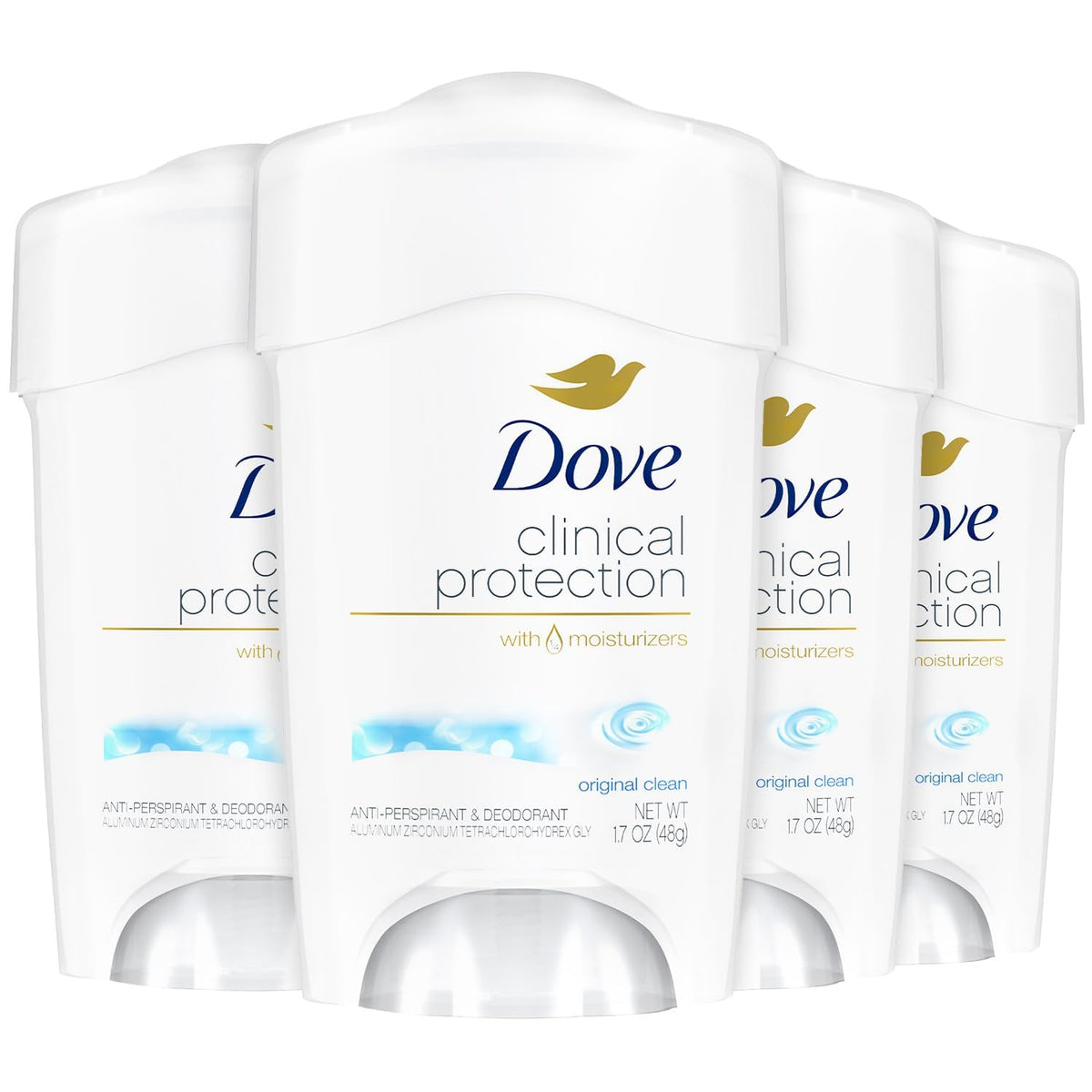 Dove Original Clean deodorant pack bottle for long-lasting freshness.