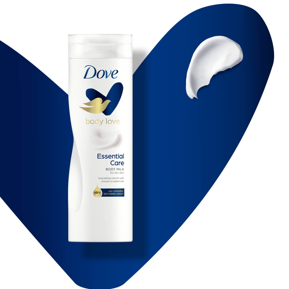 Dove Original Nourishing Body Milk packaging close-up emphasizes travel-friendly size