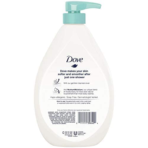 Dove pack of two 34oz bottles displayed on shelf for family shower routine