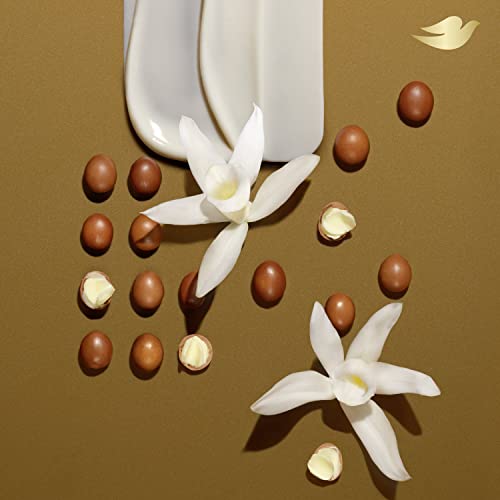 Dove label closeup emphasizes gentle formulation and dermatologist-recommended care.