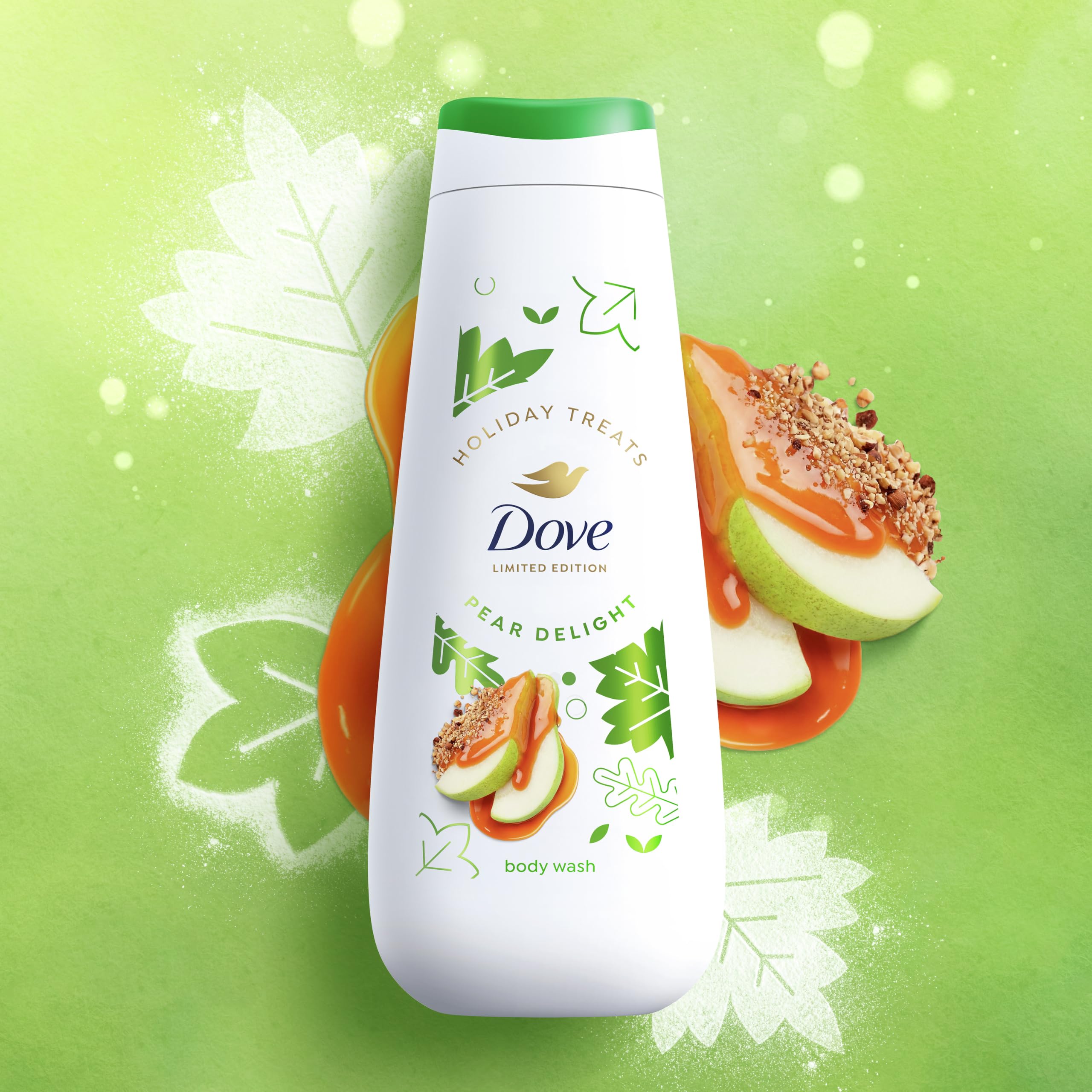 Dove pear harvest arranged on bathroom shelf creating cozy holiday atmosphere