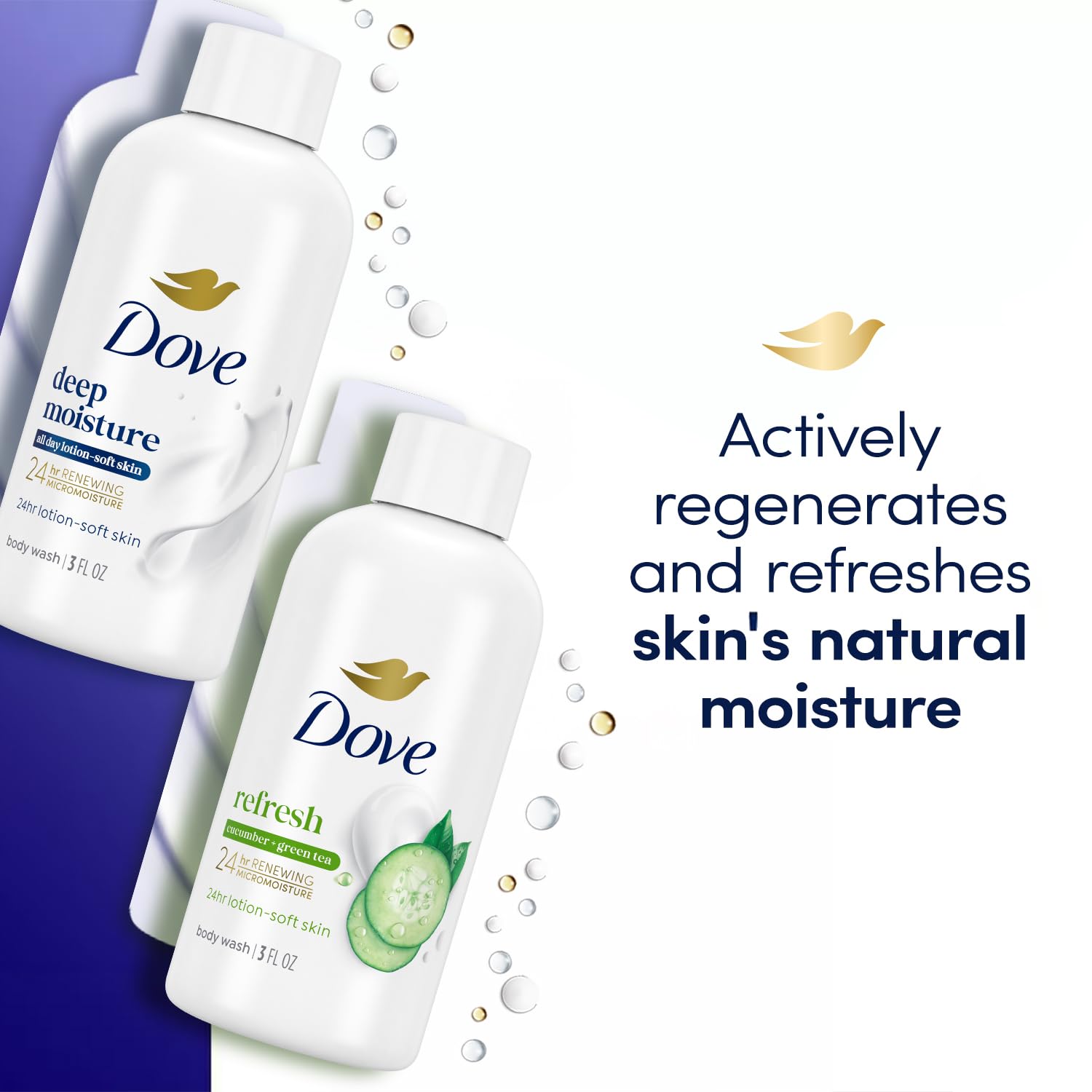 Dove pH-balanced nourishing ingredients closeup highlighting skin-protective support
