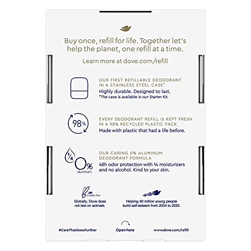 Dove refill deodorant refills stacked for easy replacement