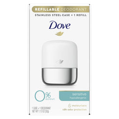 Dove refillable deodorant starter kit case—durable eco-friendly packaging.