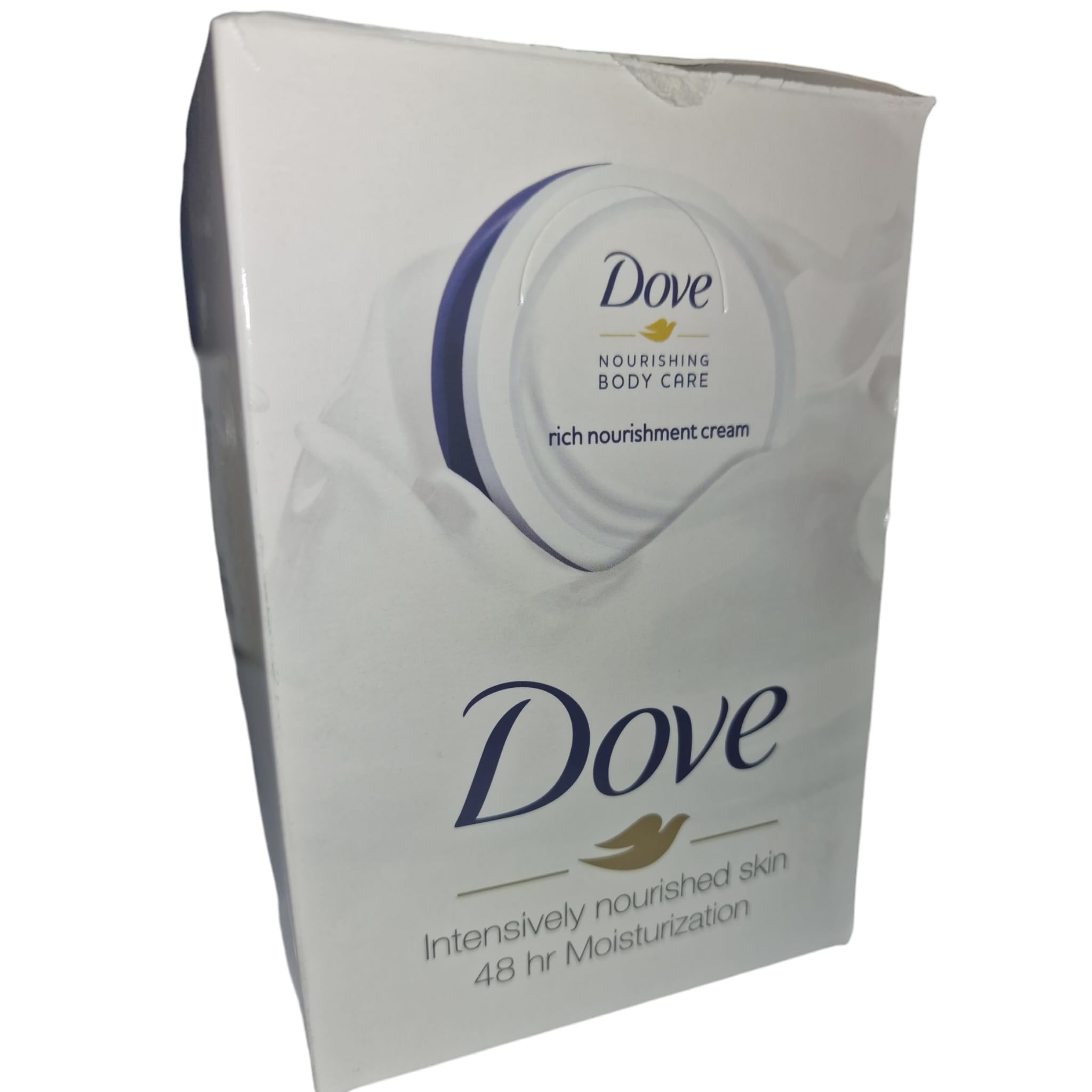 Dove Rich Nourishment Cream bottle in hand for travel-friendly moisturization.