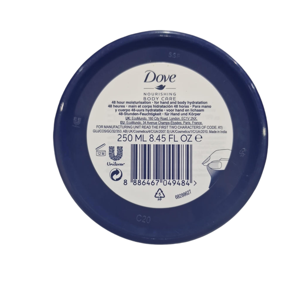Dove Rich Nourishment Cream ingredients visual emphasizes nourishing nutrients.