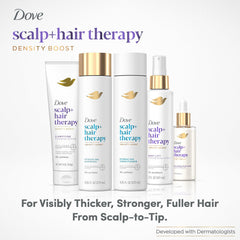 Dove Scalp + Hair Therapy root lift thickening spray being dispensed for added root volume.