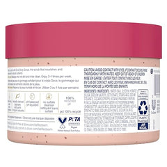 Dove Scrub Pomegranate & Shea Butter creaminess spreads during shower application.
