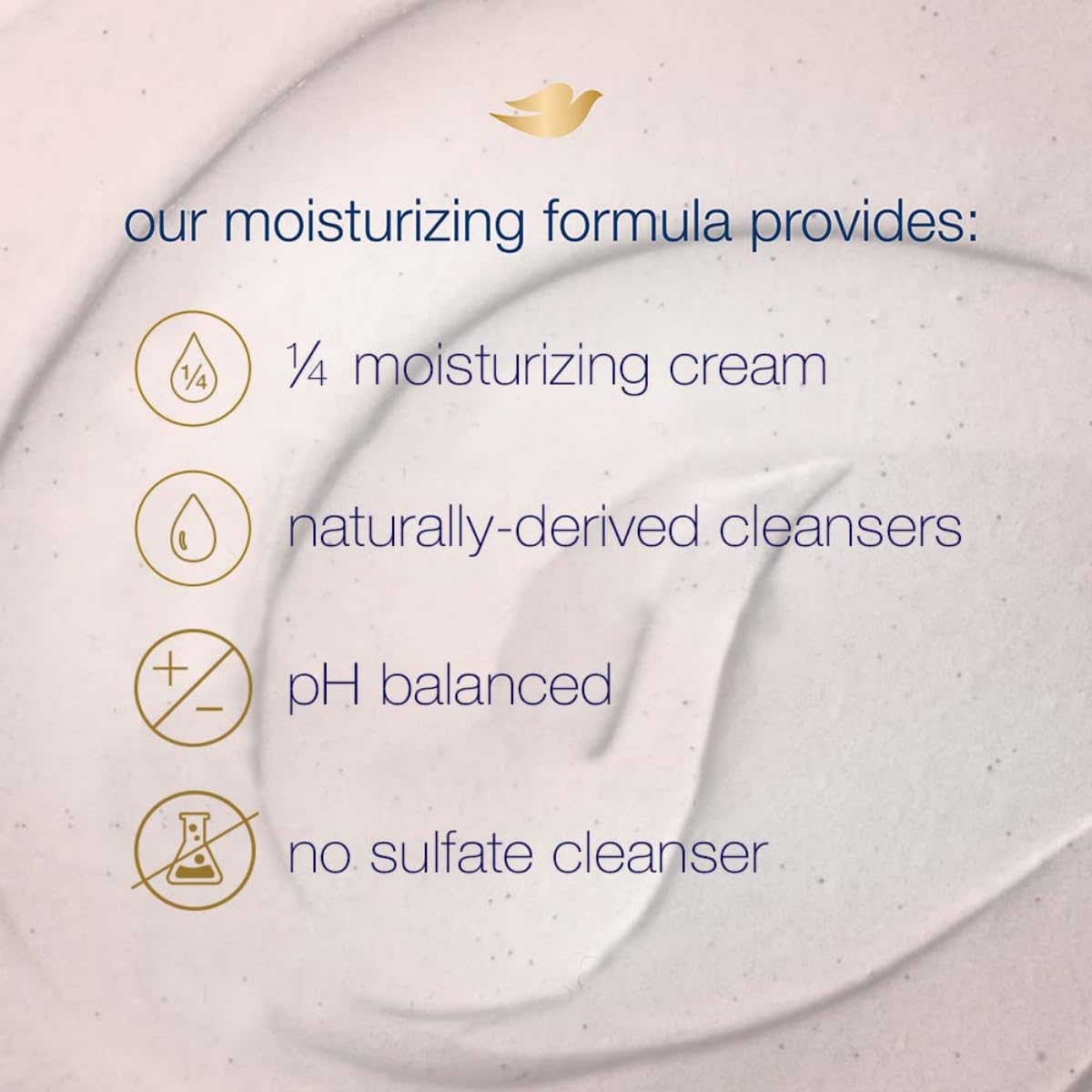 Dove Scrub Pomegranate & Shea Butter cruelty-free packaging symbol.