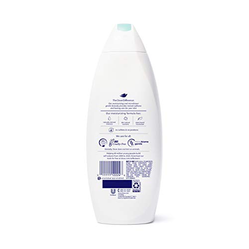 Dove sulfate-free hypoallergenic body wash lather closeup showing creamy, mild cleanse.