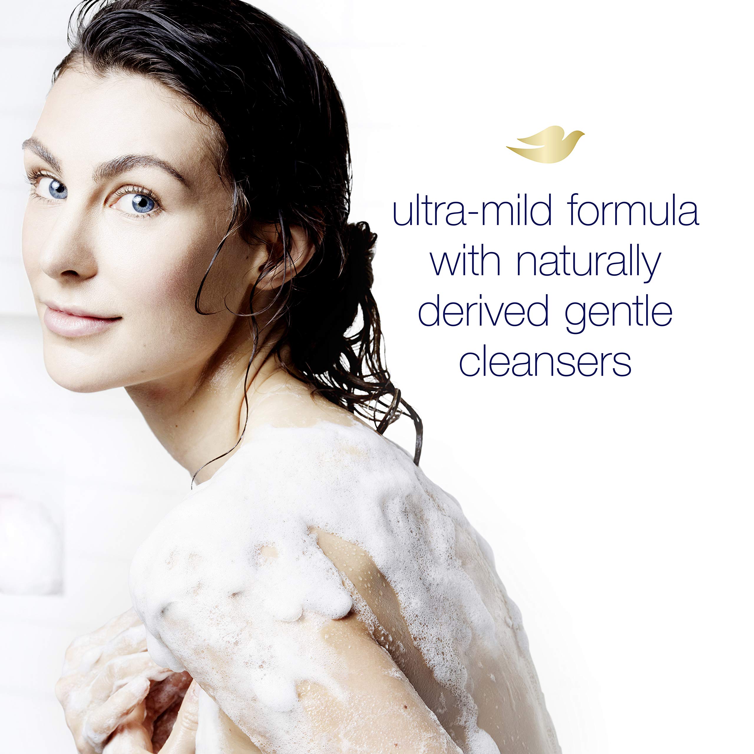 Dove daily shower routine featuring sulfate-free body wash for delicate skin.