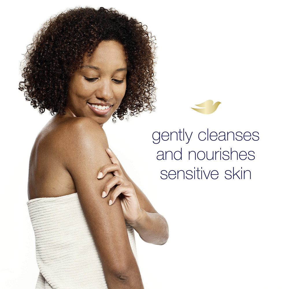 Dove mild-cleanser showcase indicates gentle cleansing for soft skin.