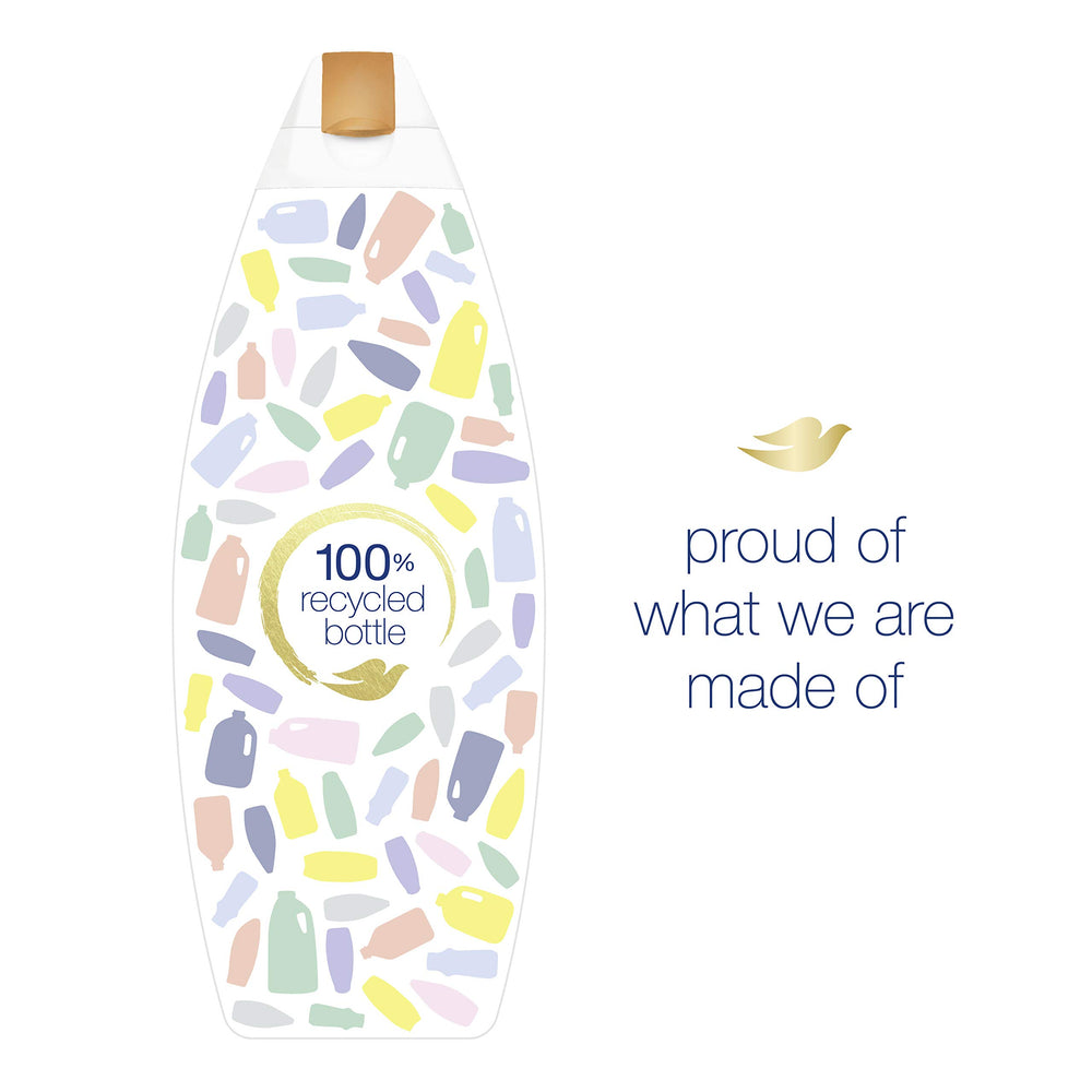 Dove vanilla-shea swirl visual suggests comforting scent and nourishing feel.