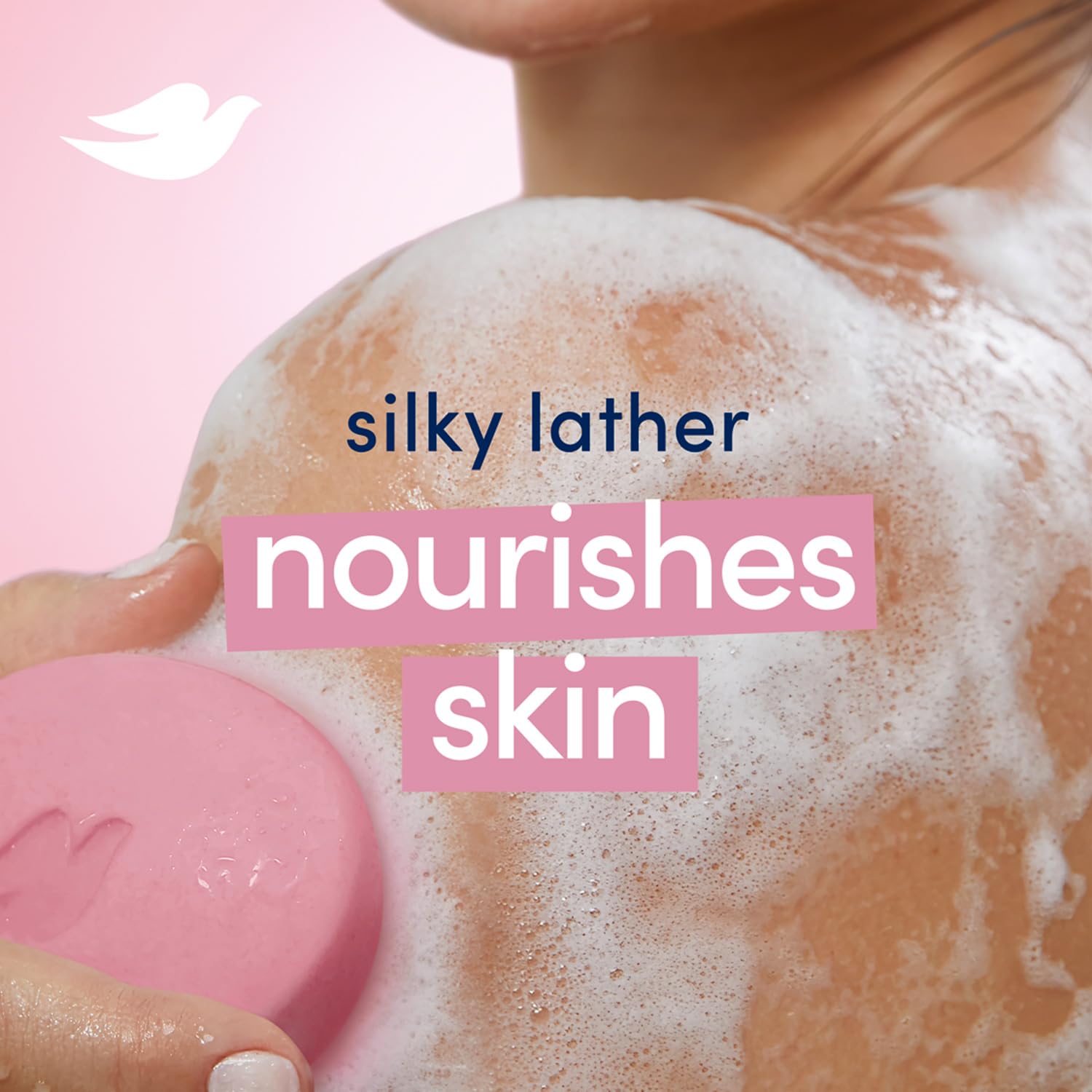 Dove Wet skin rinse image conveys quick, gentle wash suitable for daily showers