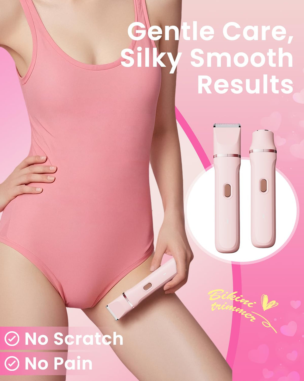 Dovety bikini trimmer with hypoallergenic blades for gentle skin