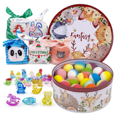 DOVIPE 34-6 bath bombs in tin case deliver colorful fizz for kids' bath time.