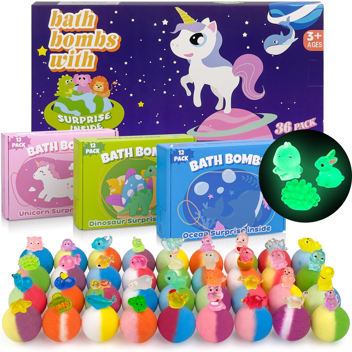 DOVIPE bath bombs with toy inside reveal a surprise bath time for kids.
