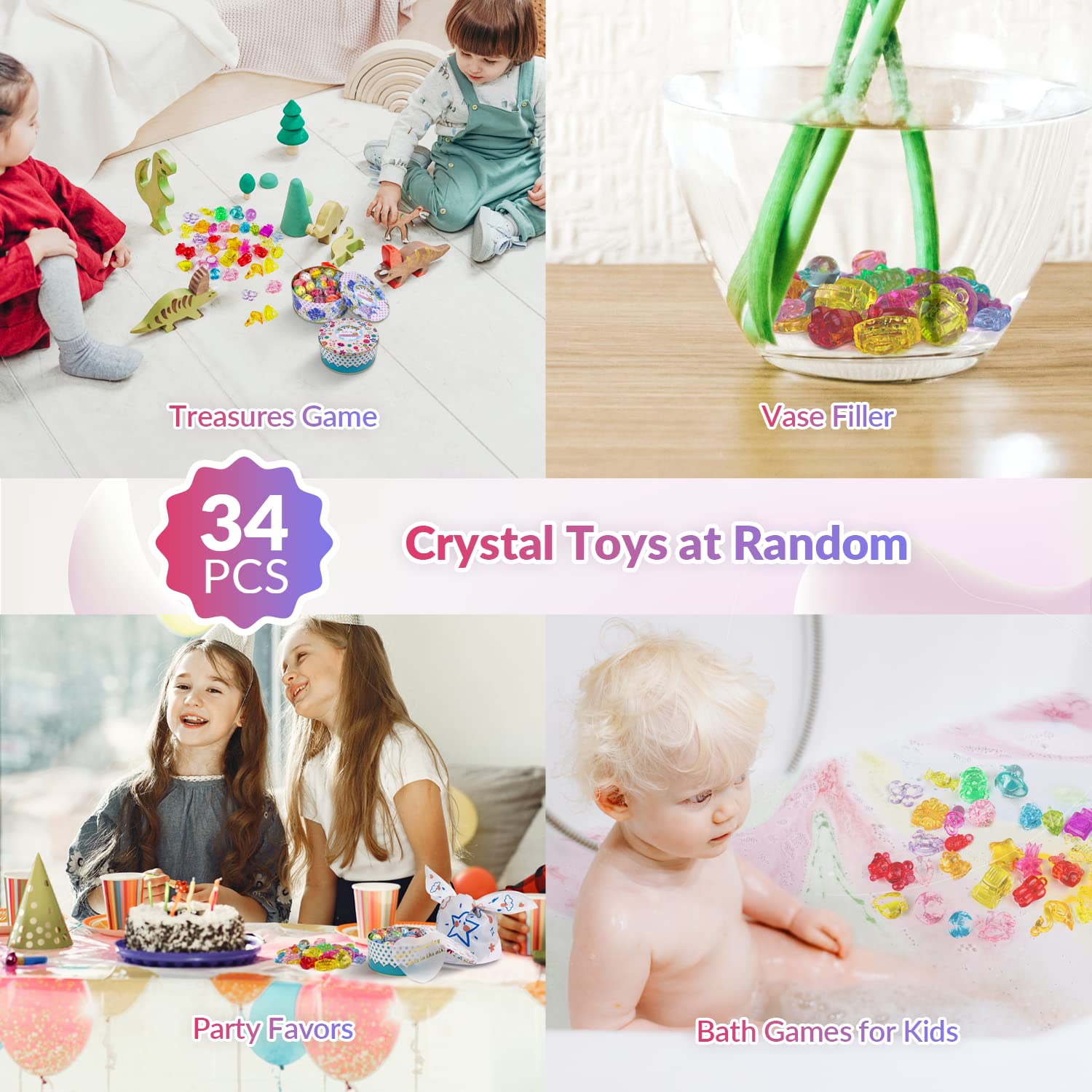 DOVIPE surprise crystal toys inside reveal glittering gems as the bath dissolves.