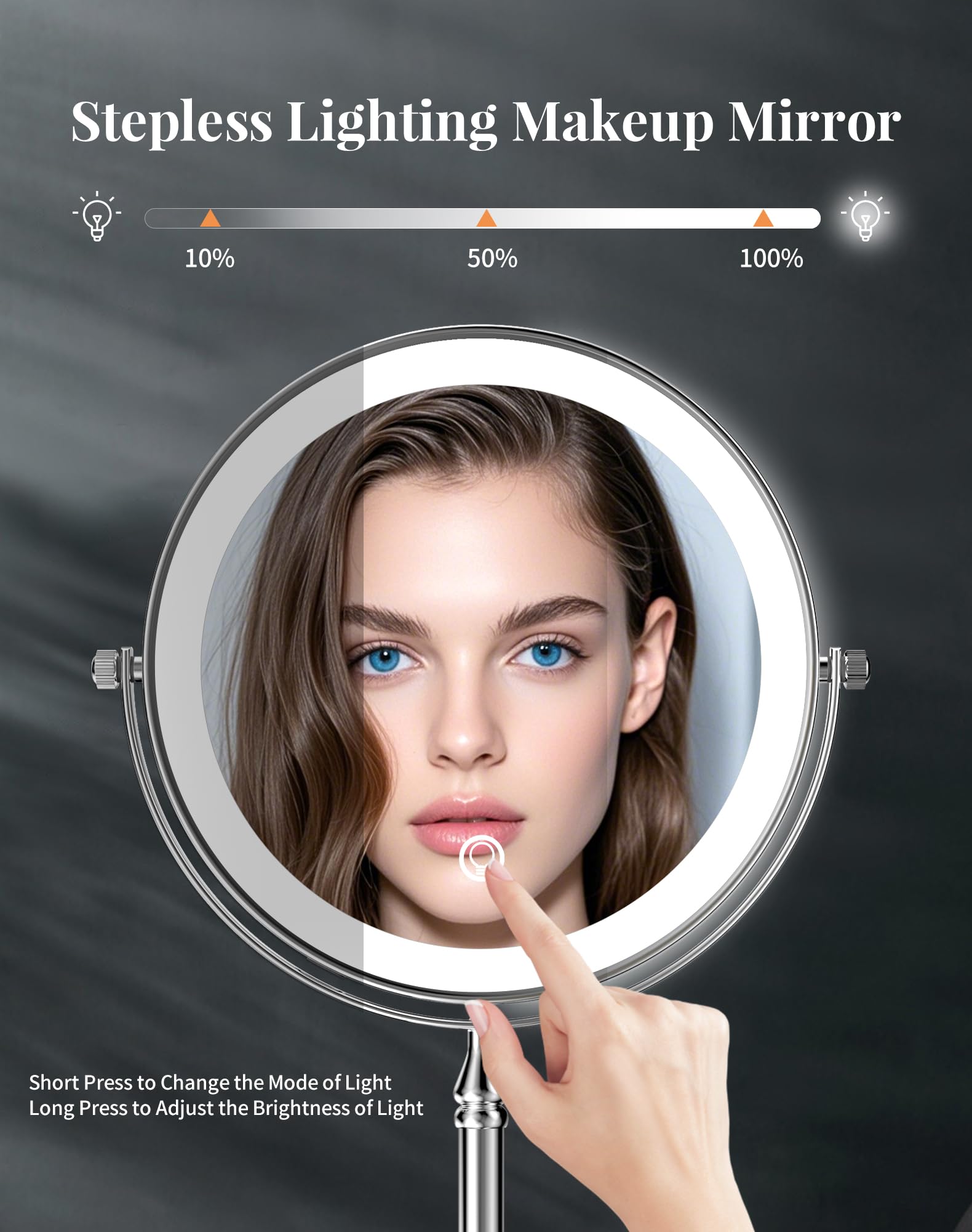 DOWRY 20x magnification side enables detailed skincare and makeup tasks