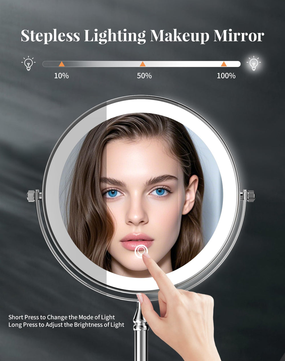DOWRY 20x magnification side enables detailed skincare and makeup tasks