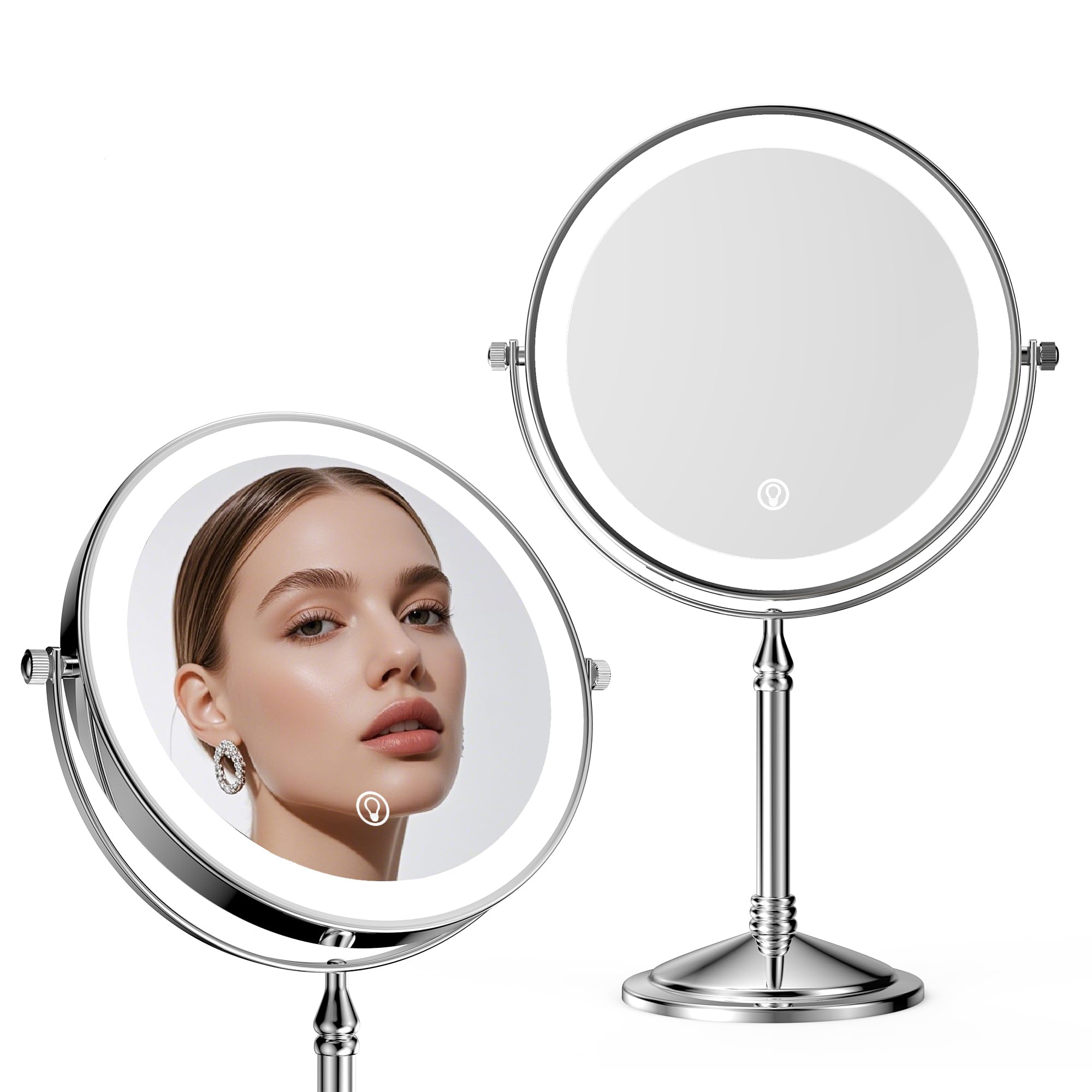DOWRY 4000mAh rechargeable lighted makeup mirror dual-view for precise makeup tasks