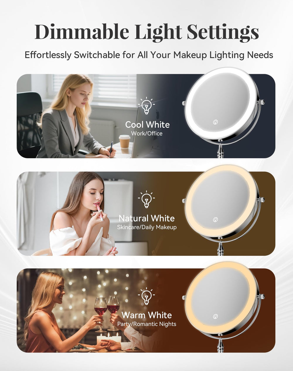 DOWRY LED lighting with three modes delivers warm white natural tones