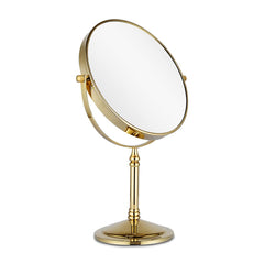 DOWRY makeup mirror 10x front view in gold helps precise makeup application.