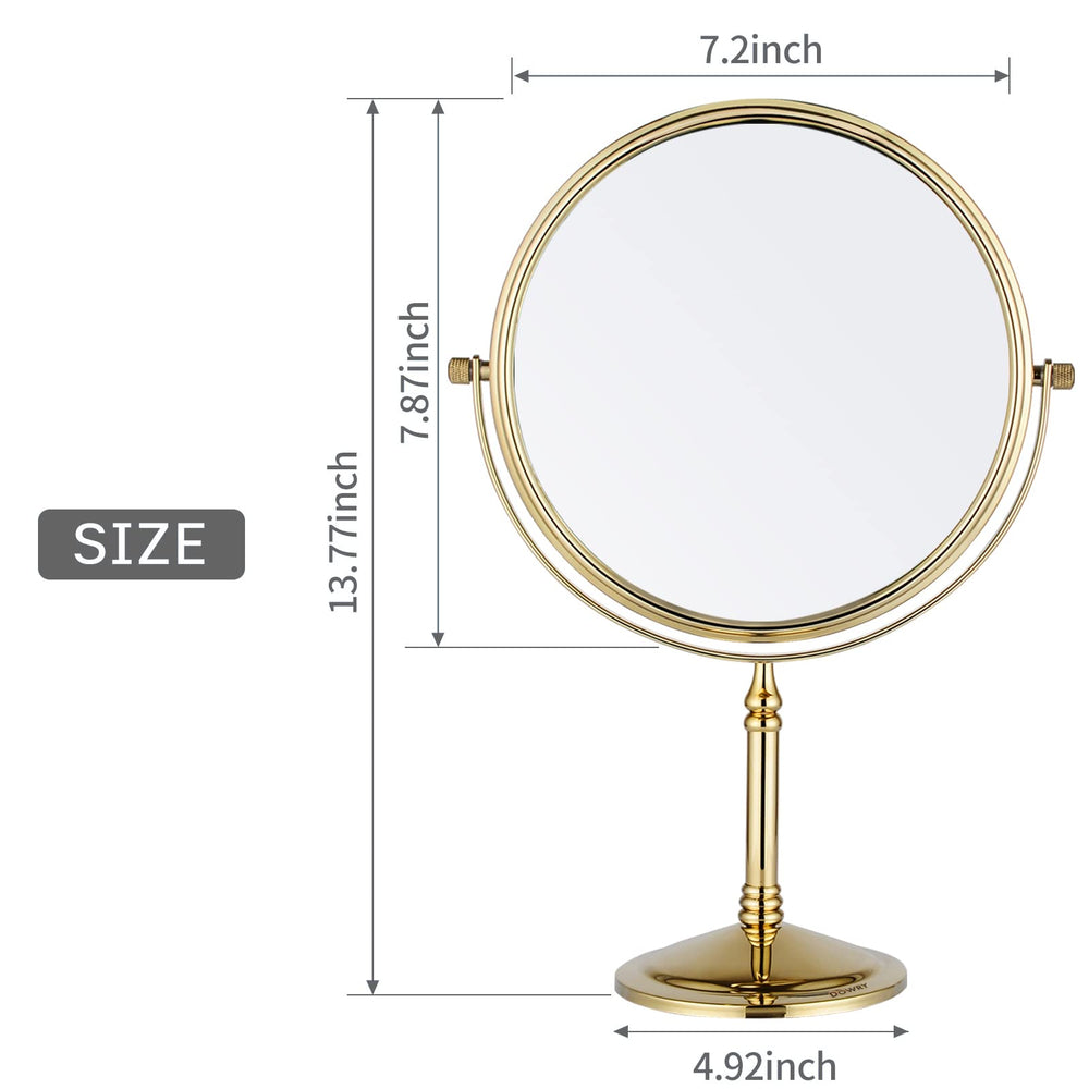 DOWRY makeup mirror tabletop swivel gold showcases versatile angle and hands-free use.