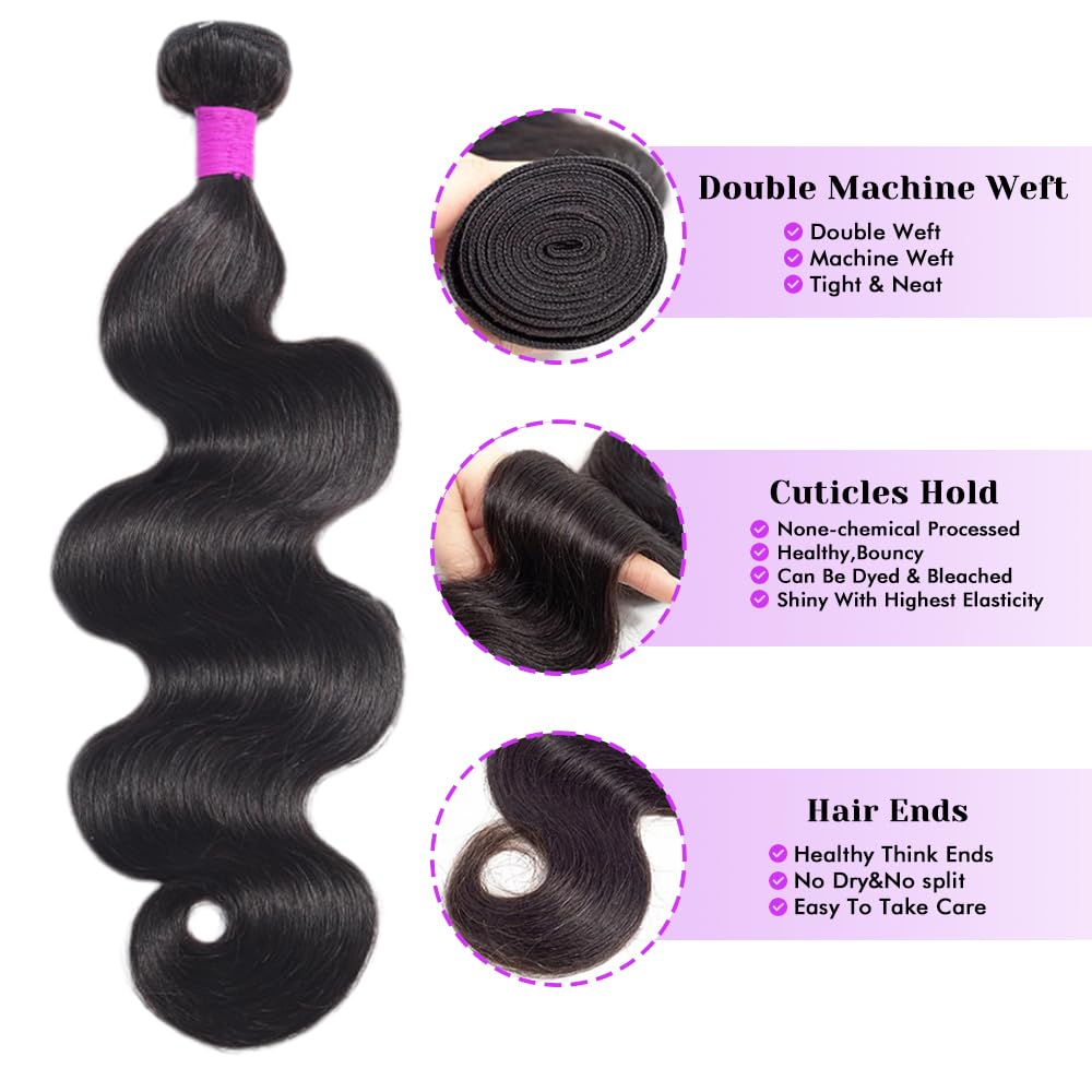 Dowstalgirl body wave bundles 20-inch view emphasizes length and fullness for a dramatic look.