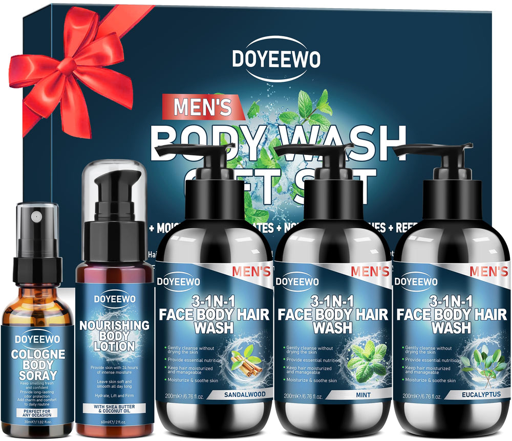 DOYEEWO sandalwood 3-in-1 wash bottle for daily cleanse and moisture boost