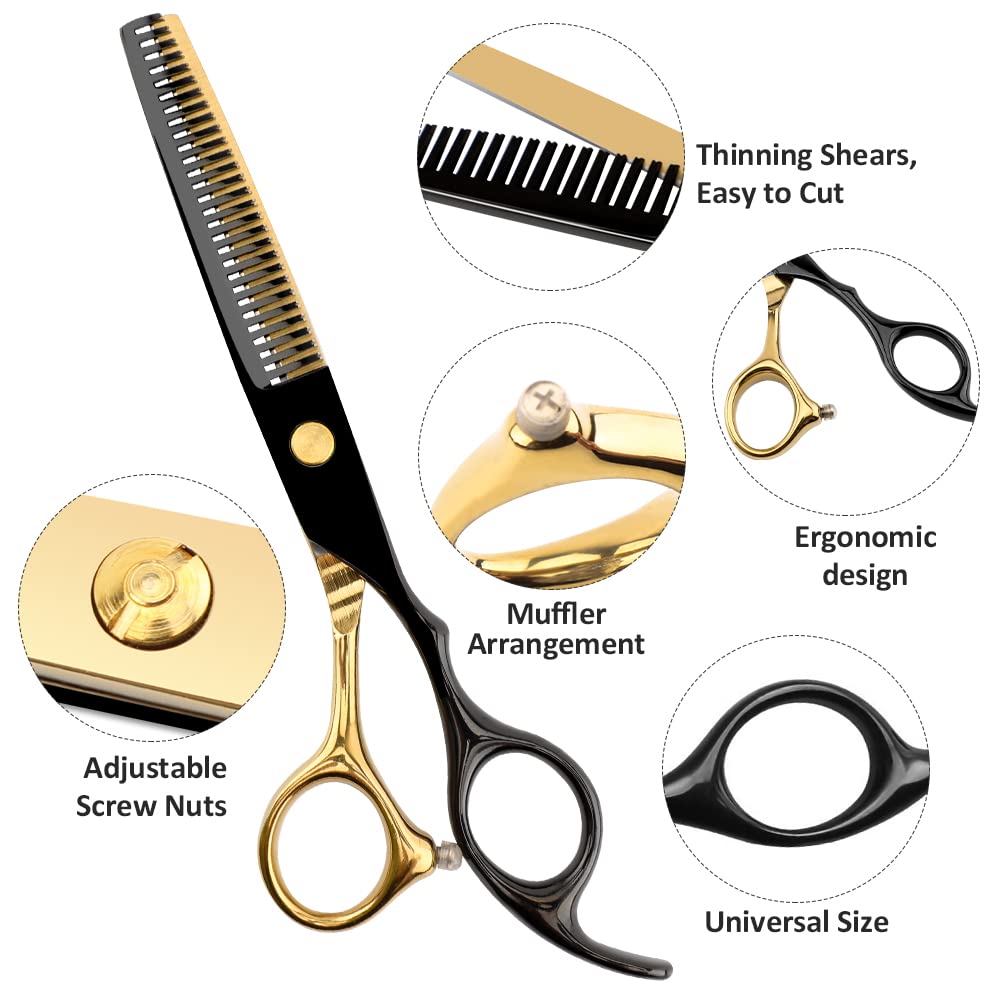 Dozmux black gold hairdressing scissors cleaning cloth included for upkeep