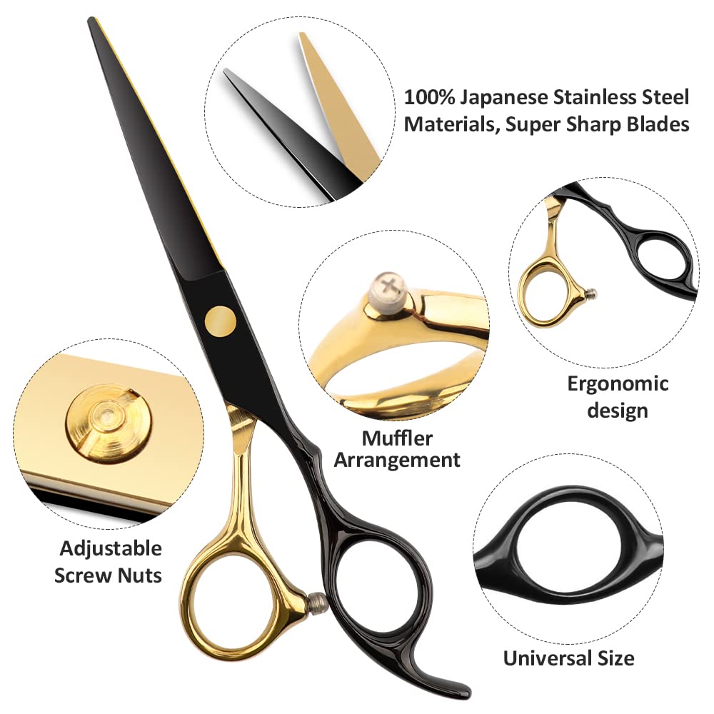 Dozmux black gold hairdressing scissors leather bag for secure storage