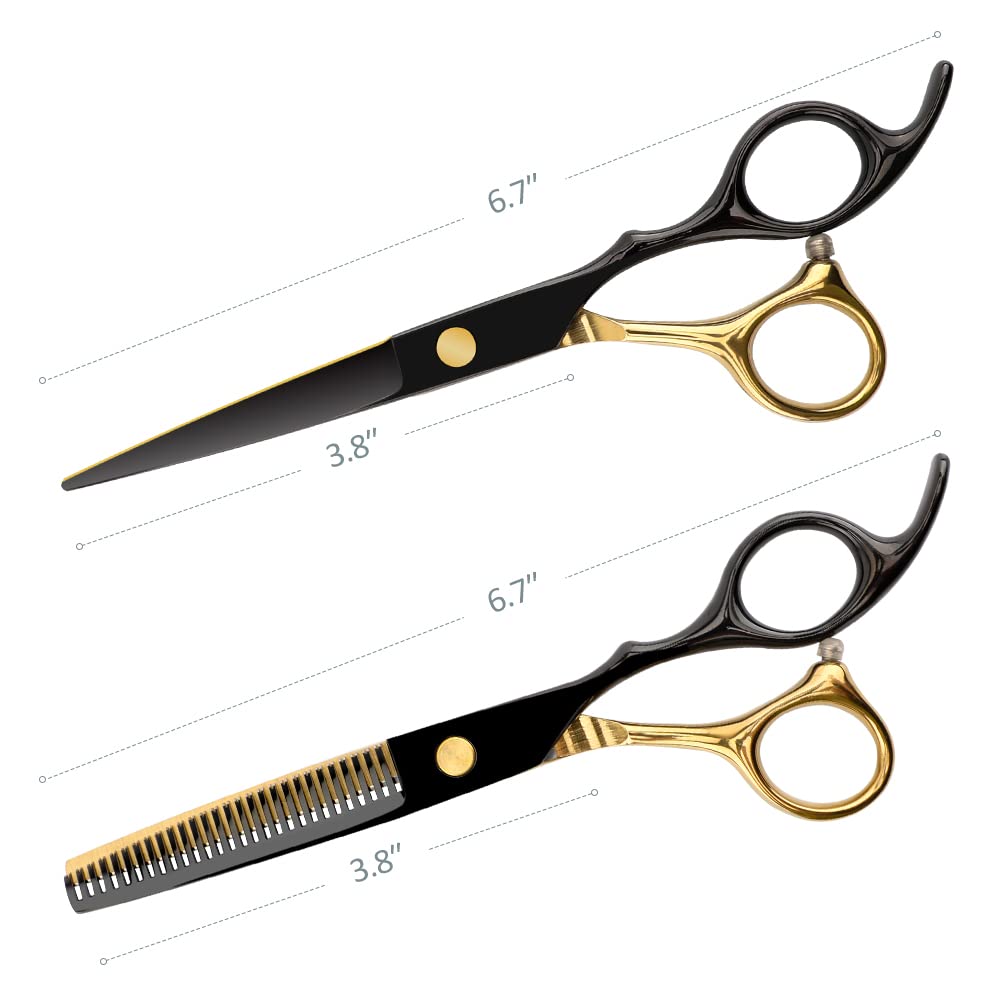 Dozmux black gold hairdressing scissors tooth-scissors for even thinning textures