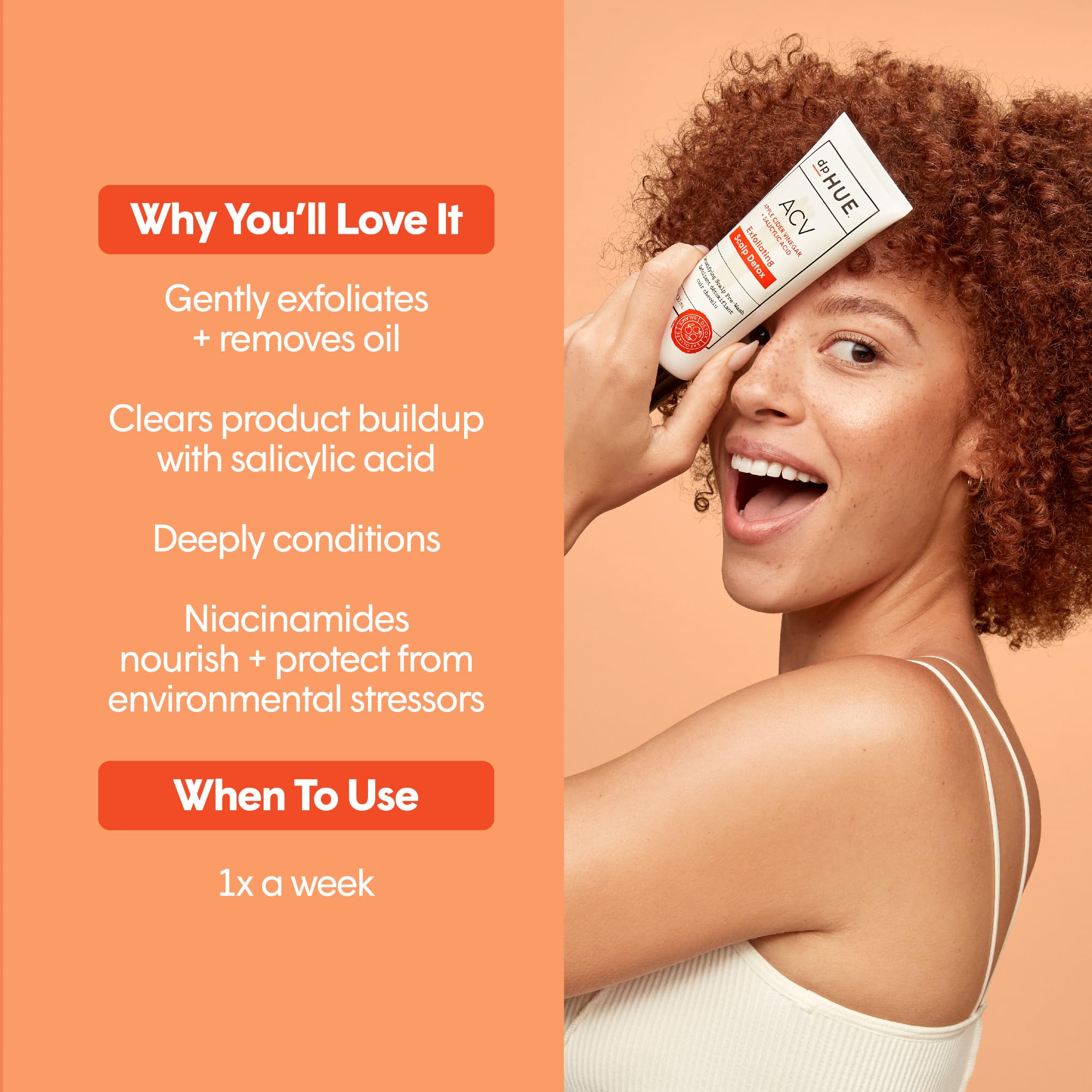 dpHUE Scalp Detox bottle highlights cooling menthol for scalp comfort.