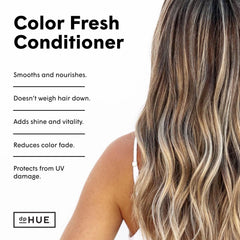 dpHUE Color Fresh Conditioner label closeup highlights kumquat extract for added shine