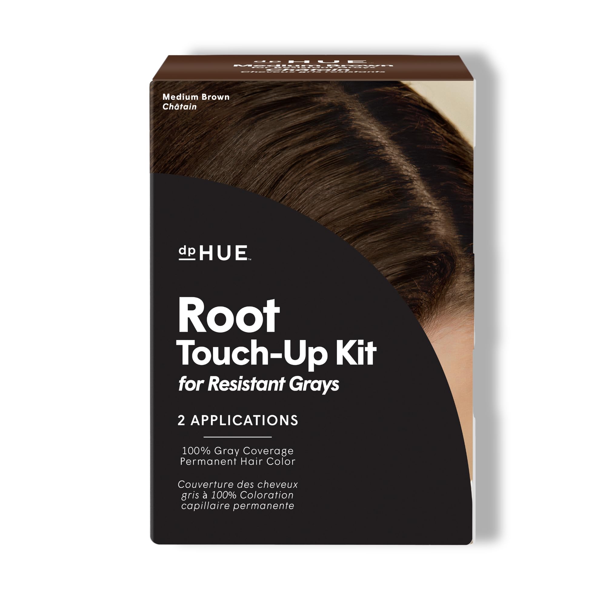 dpHUE Root Touch-Up Kit application 1 for resistant grays delivers precise coverage and convenience