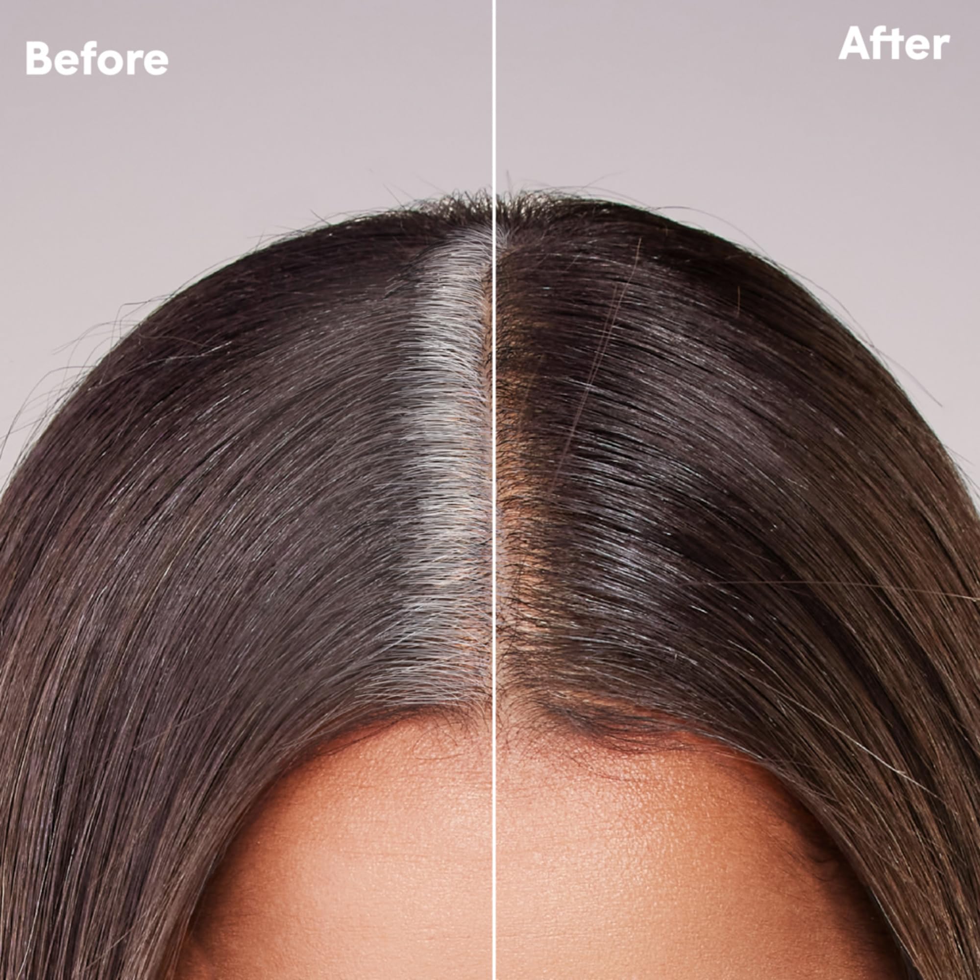 dpHUE Root Touch-Up Kit coverage close-up reveals natural-looking, long-lasting gray concealment