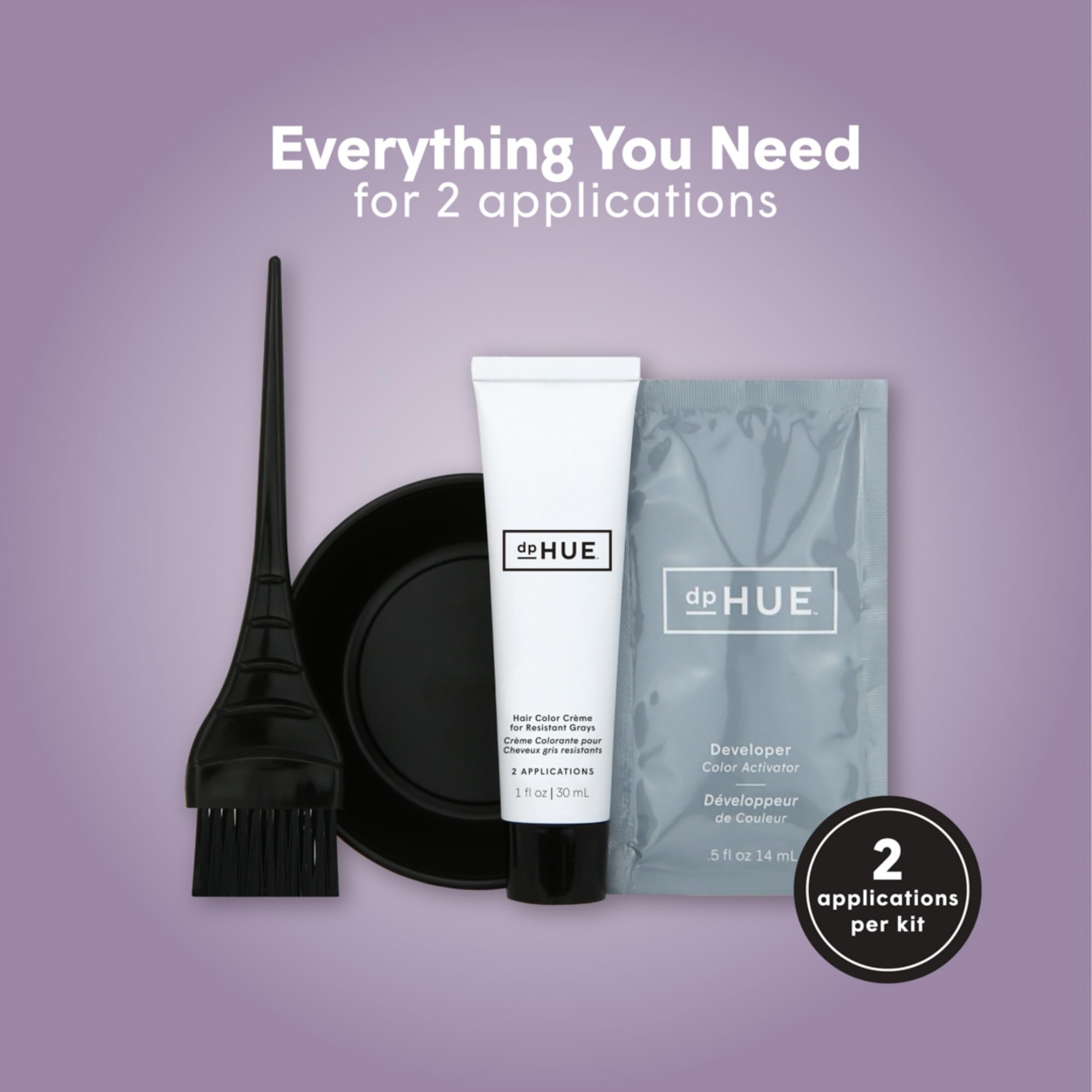 dpHUE Root Touch-Up Kit gloves included for mess-free, comfortable application