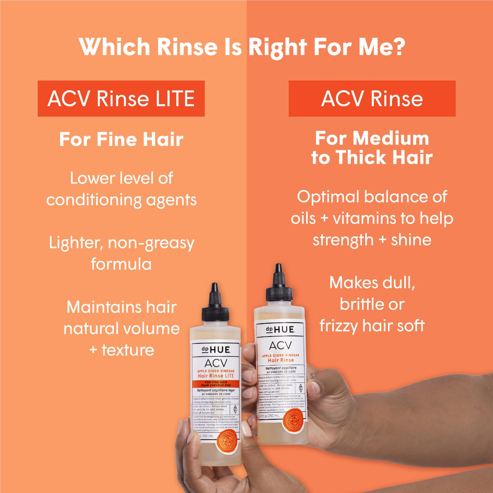dpHUE Apple Cider Vinegar Hair Rinse Lite application close-up for easy use