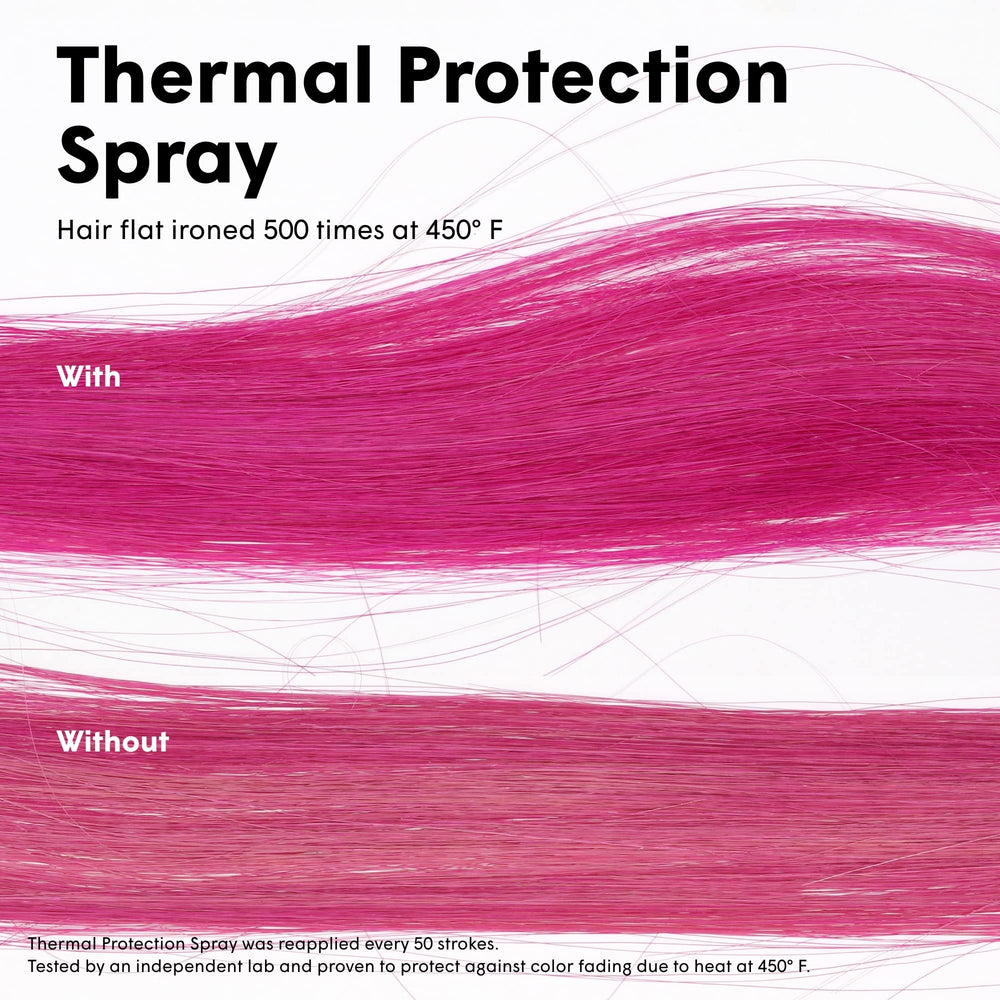 dpHUE Color Fresh Thermal Protection Spray applied 6 to 10 inches away for even coverage.
