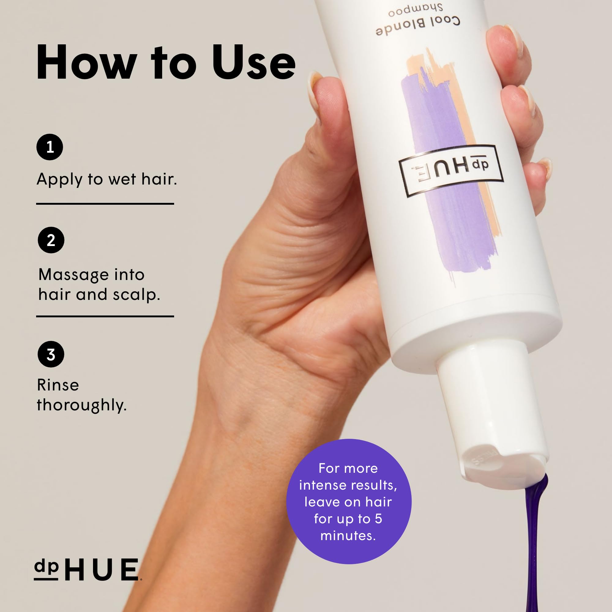 dpHUE Cool Blonde Shampoo foam close-up showcases lightweight cleansing and color protection.