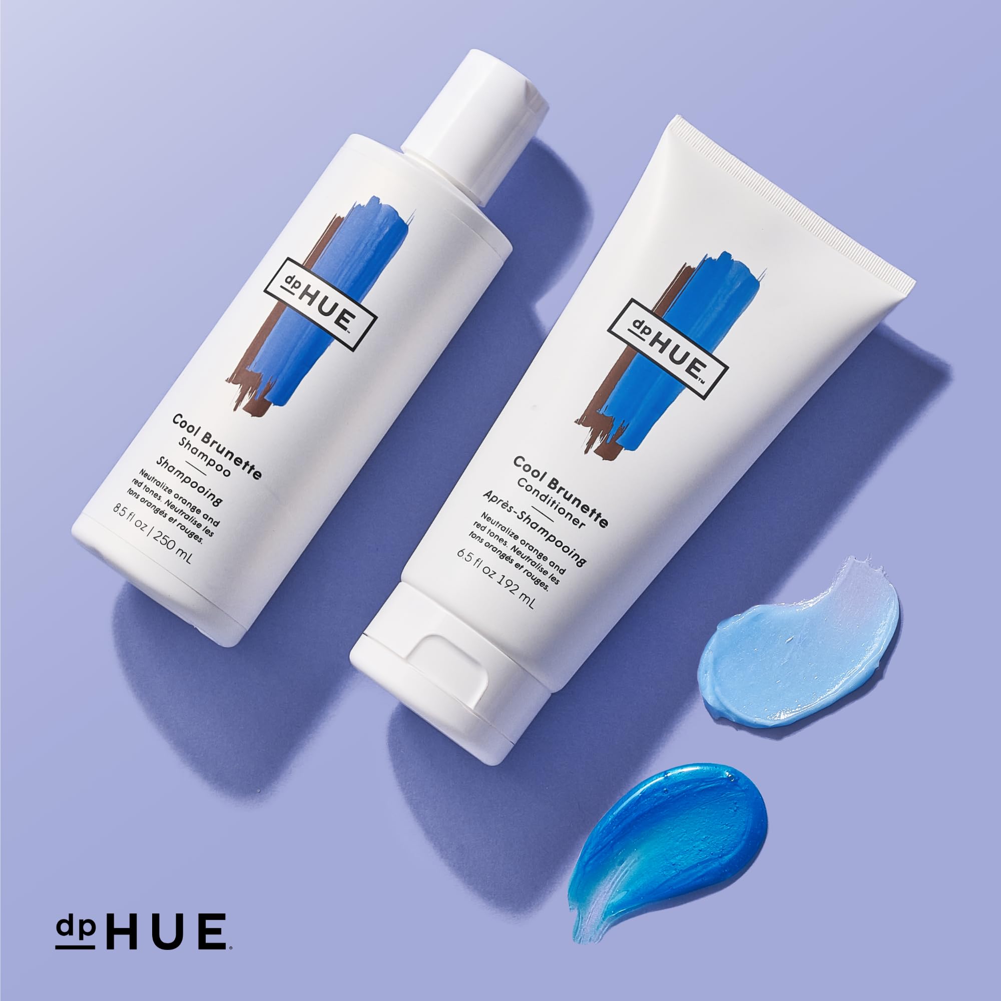 dpHUE Cool Brunette Shampoo reveals cool-toned brunette shine after cleansing.
