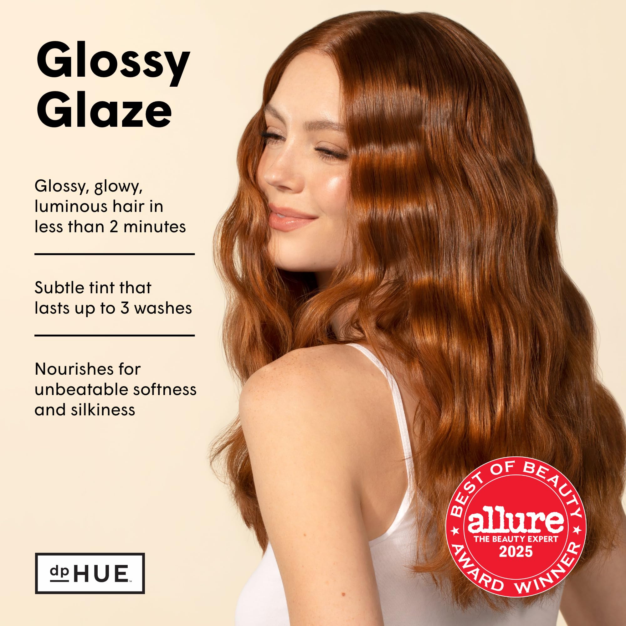 dpHUE Glossy Glaze applied from mid-lengths to ends for even glow.
